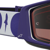 2027 Alpinestars Supertech Goggles Atrox - Deep Blue White Silver Mirror Absolute Vision Lens