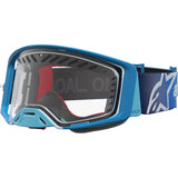 2027 Alpinestars Supertech Goggles Dura Air - Fluid Blue Fade Silver Clear Vented Lens