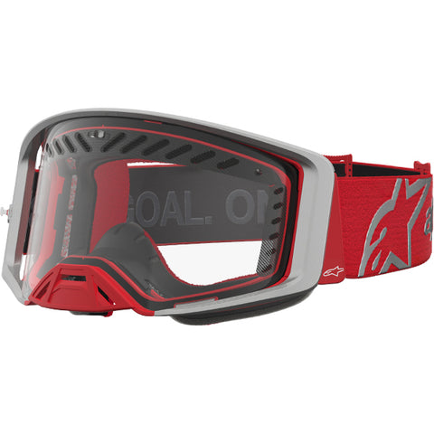 2027 Alpinestars Supertech Goggles Dura Air - Fluid Red Silver Clear Vented Lens