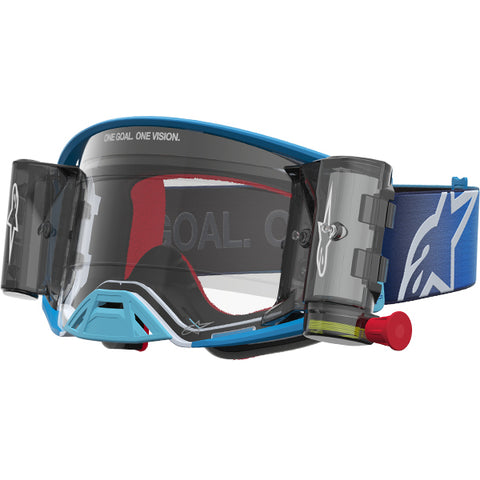 Alpinestars Supertech Corp Goggles Roll Off Firma Blue Silver Clear Lens