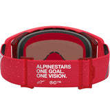 2027 Alpinestars Supertech Goggles Vesta - Red Fluo Chrome Silver Mirror Absolute Vision Lensy)