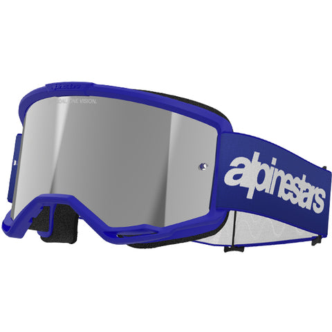 Alpinestars Vision 3 Wordmark Goggles Blue - Silver Mirror Lens