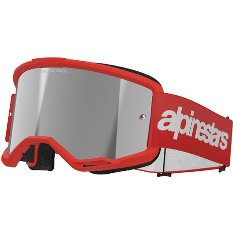 Alpinestars Vision 3 Wordmark Goggles Red - Silver Mirror Lens