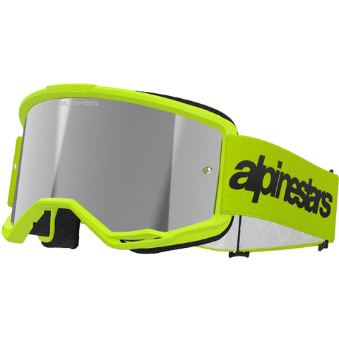 Alpinestars Vision 3 Wordmark Goggles Yellow Fluo - Silver Mirror Lens