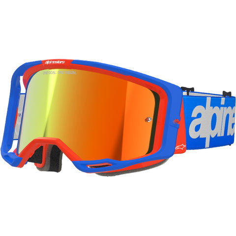 Alpinestars Vision 8 Wordmark Goggles Blue Orange - Red Mirror Lens
