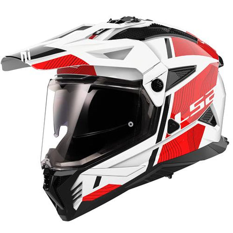 LS2 MX702 Pioneer II Hill White Red Motorcycle Helmet