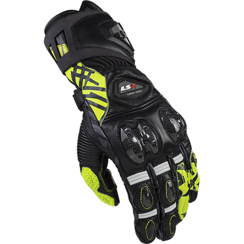 LS2 Feng Racing Gloves Black Fluo Yellow - Motorcycle Gloves