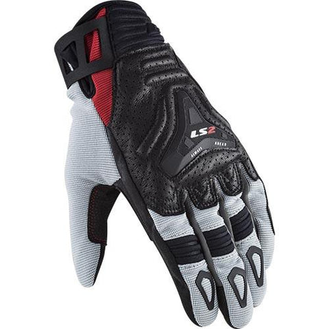 LS2 All Terrain Mens Gloves Black Grey Red - Motorcycle Gloves