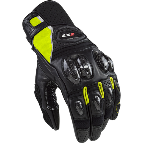 LS2 Spark 2 Mens Gloves Black Fluo Yellow - Motorcycle Gloves