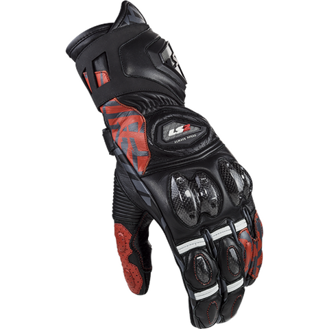 LS2 Feng Racing Gloves Black Red- Motorcycle Gloves