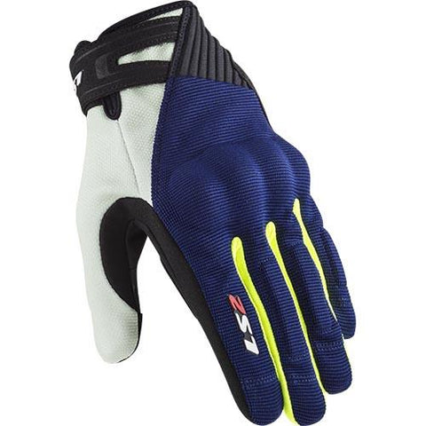 LS2 Dart Mens Gloves Blue Fluo Yellow - Motorcycle Gloves