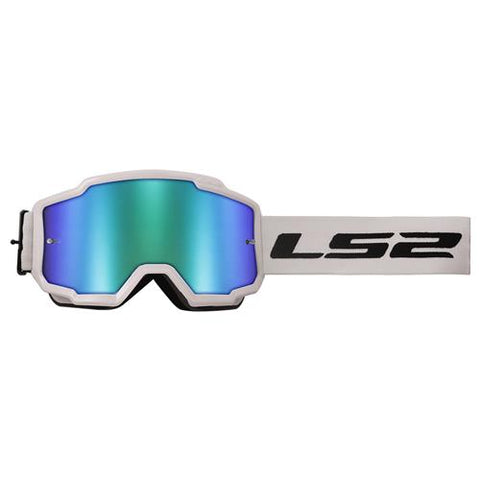 LS2 Charger Goggles White With H-V Green Irid Visor