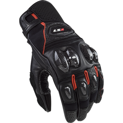 LS2 Spark 2 Mens Gloves Black Red - Motorcycle Gloves