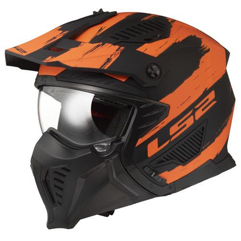 LS2 OF606 Drifter Mud Matt Black Orange Motorcycle Helmet