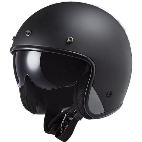 LS2 OF601 Bob II Solid Matt Black Motorcycle Helmet