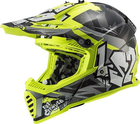 LS2 MX437 Fast II Mini Crusher Black Yellow  Motorcycle Helmet