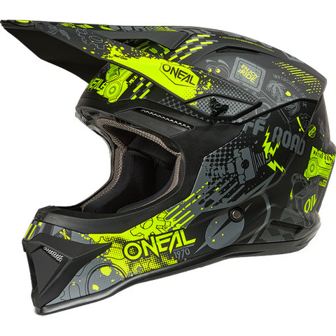 ONeal 1 Series Kids Motocross Helmet V26 Vibrant Black Neon Yellow