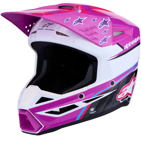 Alpinestars Youth SM3 Falcon Helmet Purple White Black Pink Fluo Gloss