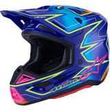 Alpinestars Helmet Supertech S-M7 Cast Helmet - Blue Pink Yellow Fluo Gloss