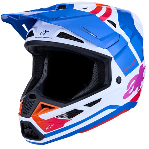 Alpinestars Helmet Supertech S-M7 Core Helmet - White Blue Orange Pink