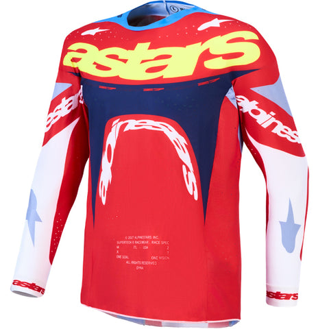 Alpinestars Supertech Dyna Jersey Fire Red White Navy Blue