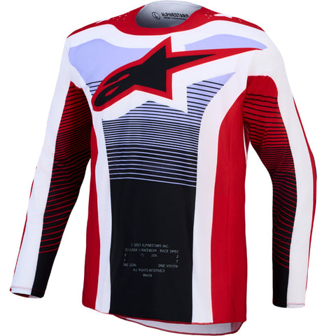 Alpinestars Techstar Maven Jersey Fire Red White Lavender Black