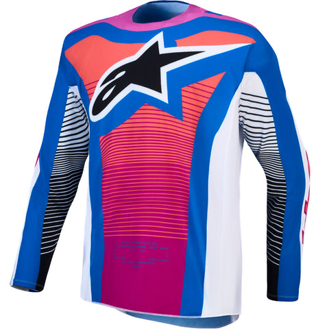 Alpinestars Techstar Maven Jersey White Hot Coral Blithe Blue