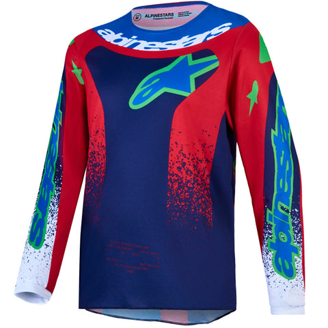 Alpinestars Youth Fluid Drag Jersey Blue Navy Fire Red White