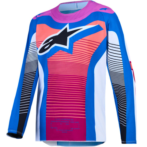 Alpinestars Youth SuperTech Maven Jersey White Hot Coral Blithe Blue