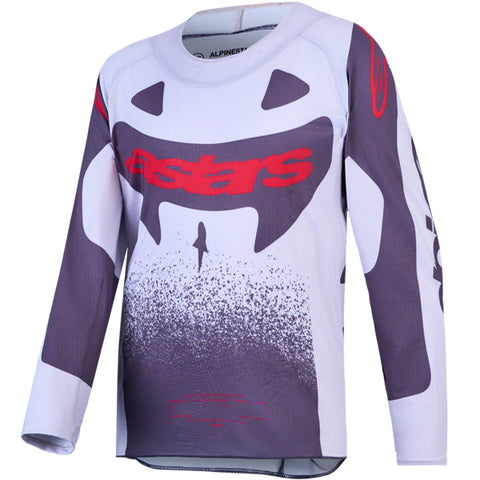 Alpinestars Youth SuperTech Swan Jersey Light Lilac Dark Grey Red Fluo