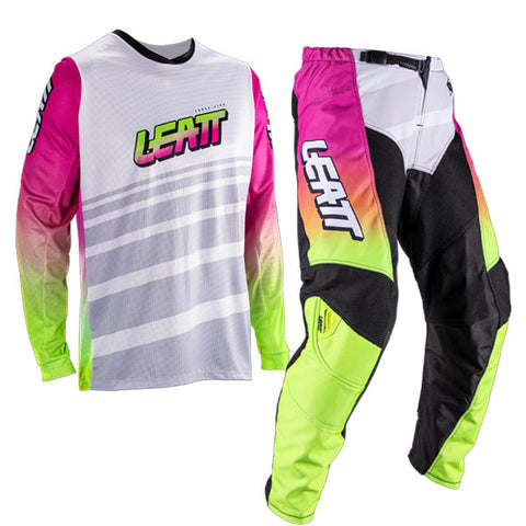 2026 Leatt 3.5 Kids Mini Pant and Jersey Kit Combo Retro Pink