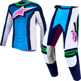 Alpinestars Techstar Maven White Blithe Blue Green Fluo Kit Combo