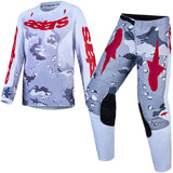 Alpinestars Youth Fluid Lone Grey Camo White Fire Red Kit Combo