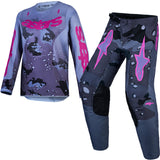Alpinestars Youth Fluid Lone Grey Camo Purple Kit Combo