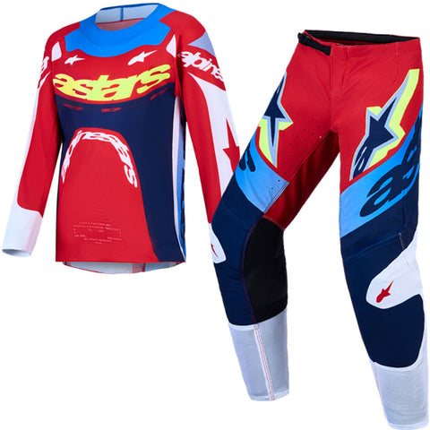 Alpinestars Youth SuperTech Dyna Fire Red White Navy Blue Kit Combo