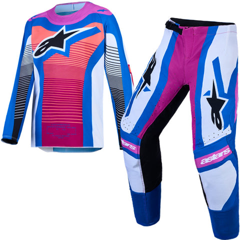 Alpinestars Youth SuperTech Maven White Hot Coral Blithe Blue Kit Combo