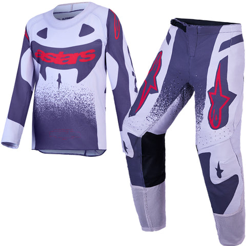 Alpinestars Youth SuperTech Swan Light Lilac Dark Grey Red Fluo Kit Combo