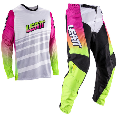 2026 Leatt 3.5 Youth Pant and Jersey Kit Combo Retro Pink