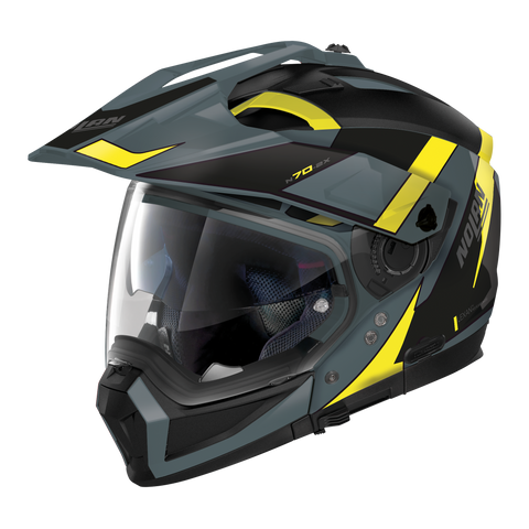 Nolan N70-2 Adventure Skyfall Slate Grey Yellow Motorcycle Helmet