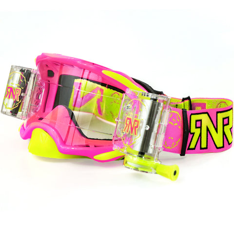 Rip N Roll RNR Platinum 48mm Motocross Goggles - Neon Pink