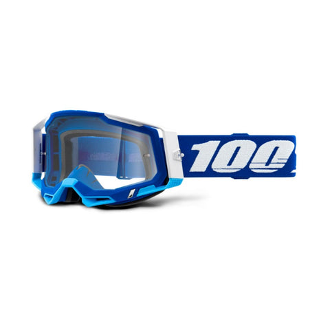 100% Racecraft 2 Goggle Blue Clear Lens
