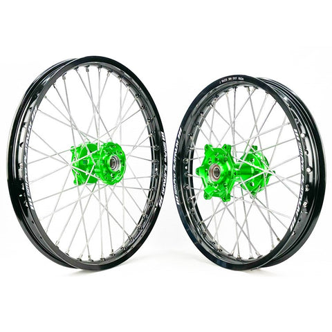 SM Pro Platinum Wheel Set - Kawasaki - Green Hub Black Rim
