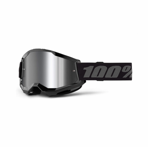 100% Strata 2 Goggle Black Silver Mirror Lens