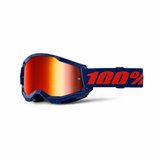100% Strata 2 Goggle Navy - Red Mirror Lens