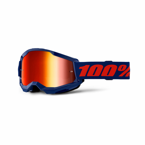 100% Strata 2 Goggle Navy Red Mirror Lens