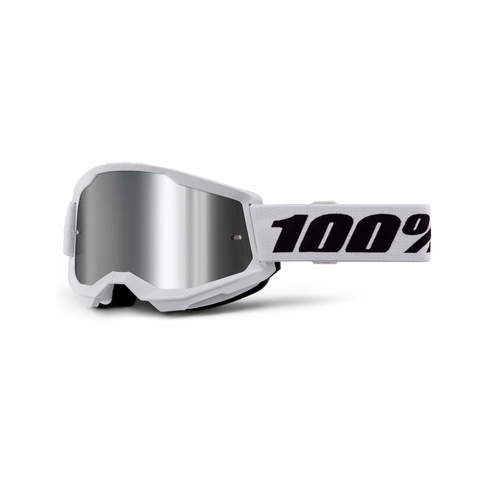 100% Strata 2 Goggle White Silver Mirror Lens