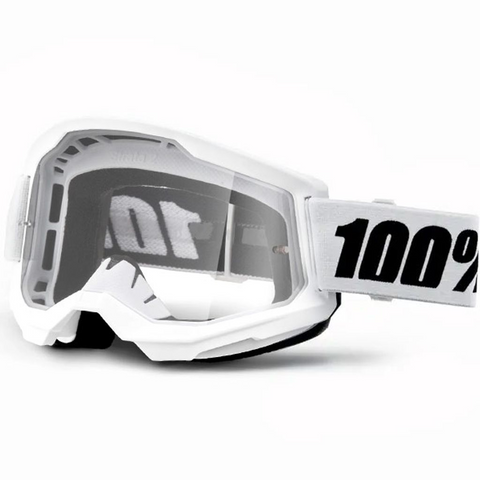100% Strata 2 Goggle White - Clear Lens