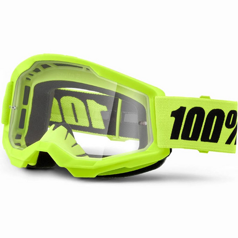 100% Strata 2 Goggle Neon Yellow - Clear Lens