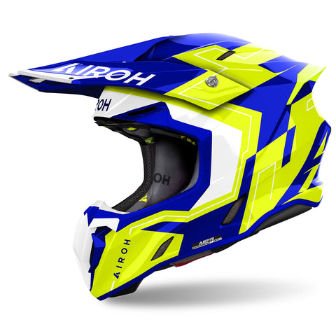 Airoh Twist 3 Dizy Blue Yellow Gloss Motocross Helmet