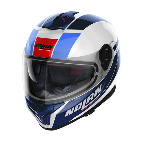 Nolan N80-8 Mondrake White Blue Red Motorcycle Helmet